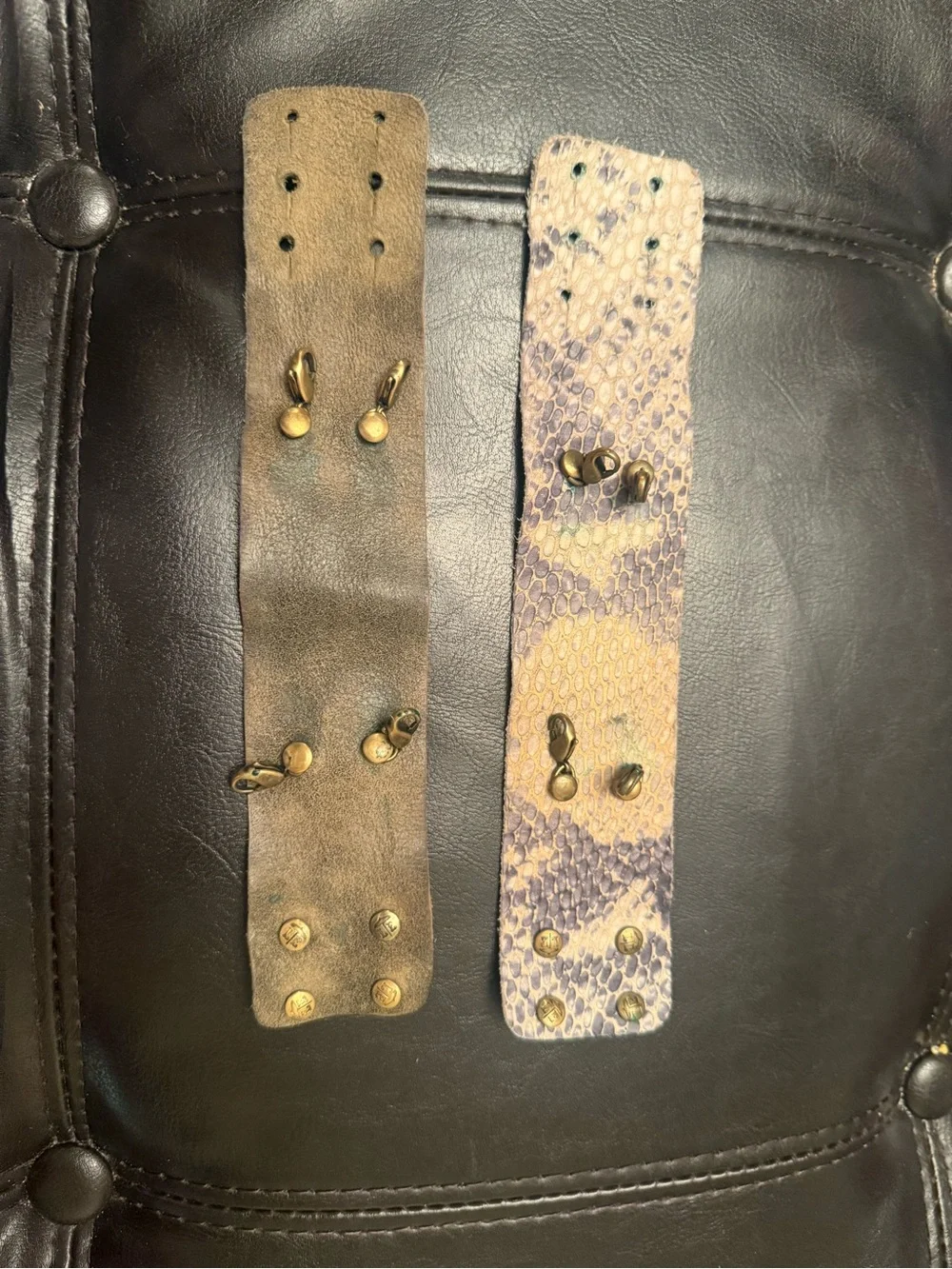 Lenny & Eva Snake-Print Taupe Leather Cuff $100 Anthropologie